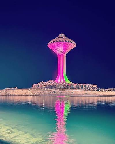 Seafront walking path in Khobar at dusk
